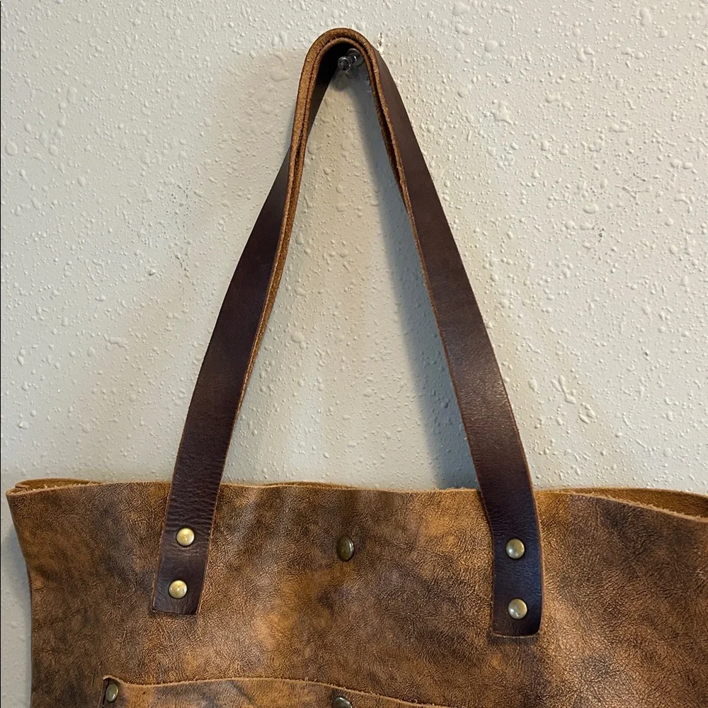 Jill's Homestead The Tote Brown Vegetable Tanned Leather